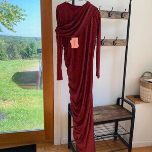 CULT GAIA Kumasi Long-sleeve Sequin Gown In Red-Alterations Made
